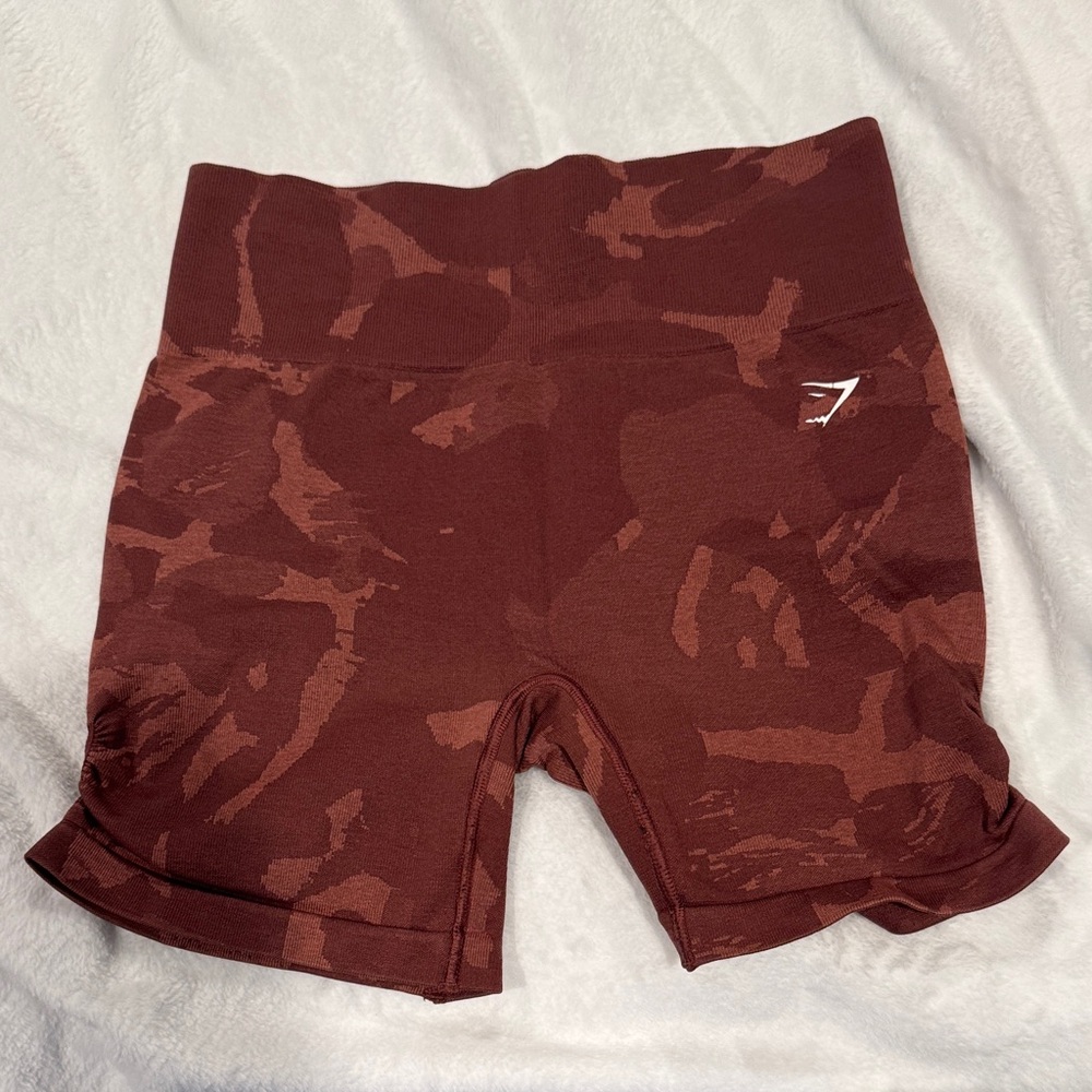 Gymshark Women's Maroon Animal Print Athletic Shorts